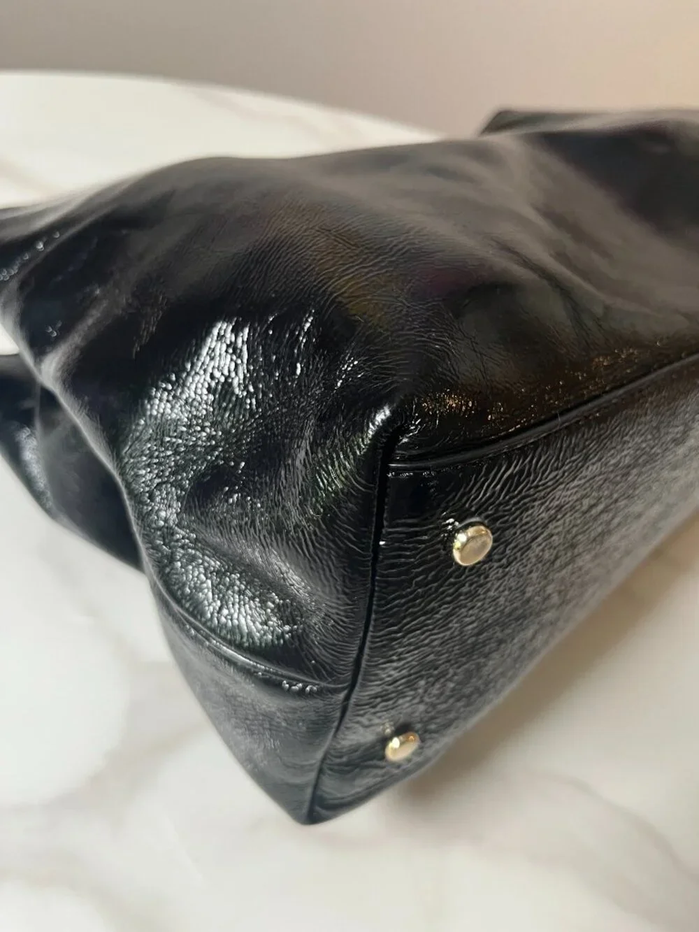 Kate Spade New York Black Patent Leather Deborah Lloyd Era Tote Chain Strap